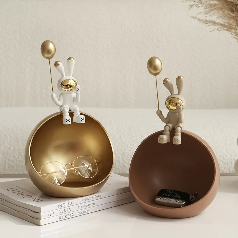 

Creative Luxury Space Rabbit Desktop Decoration Cartoon Cute Home Entry Craft Decoration Entrance Key Storage Decoration