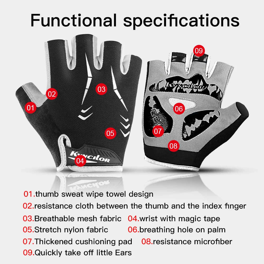 Men\'s cycling gloves Half Finger Breathable Anti Skid Gloves For Sports Riding Bicycle Guantes Shockproof Pads Cucling Gloves