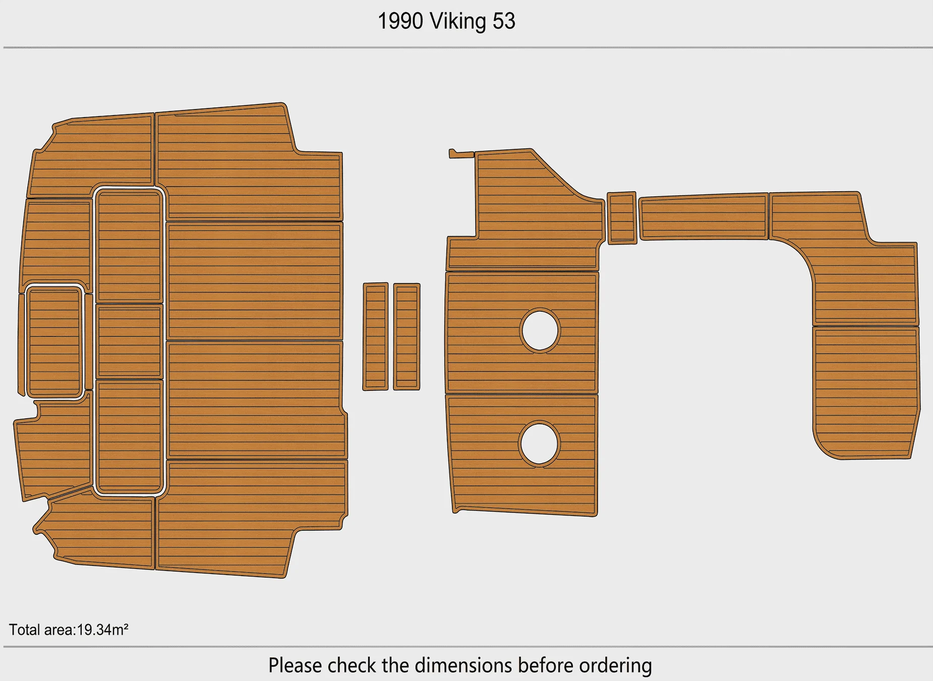 Anti-Skid EVA Faux Teak Self-Adhesive 6mm Boat Decking Pad for 1990 Viking 53 Yacht Cockpit Durable Marine Flooring