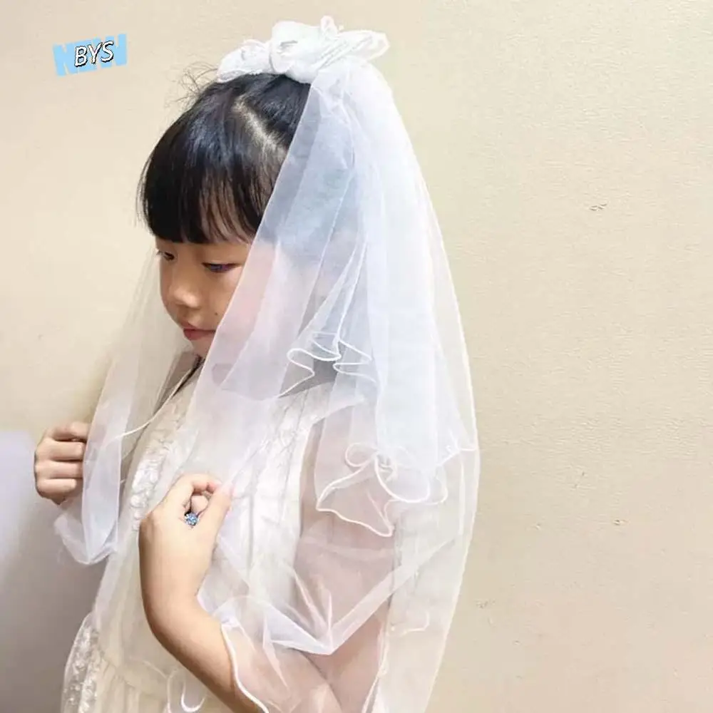 

Fashion White Veil Hair Clip Mesh Beads Girls Head Gauze Bow Polyester Bridal Tulle Hairpins