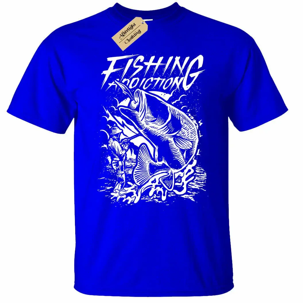 Fishing Addiction Fisherman Anglers Gift T-Shirt 100% Cotton O-Neck Summer Short Sleeve Casual Mens T-shirt Size S-3XL