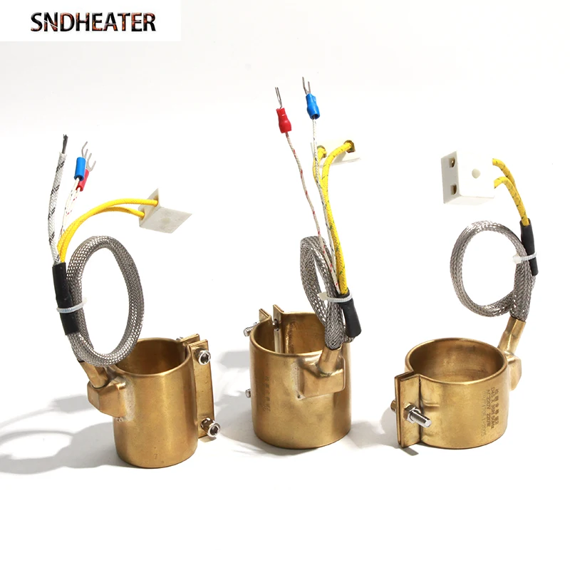 SNDHEATER 220V Electric Copper Barrel Band Heater with K Thermocouple and Grounding Wire 36x30/35/40/45/50mm 150-250W 1pc