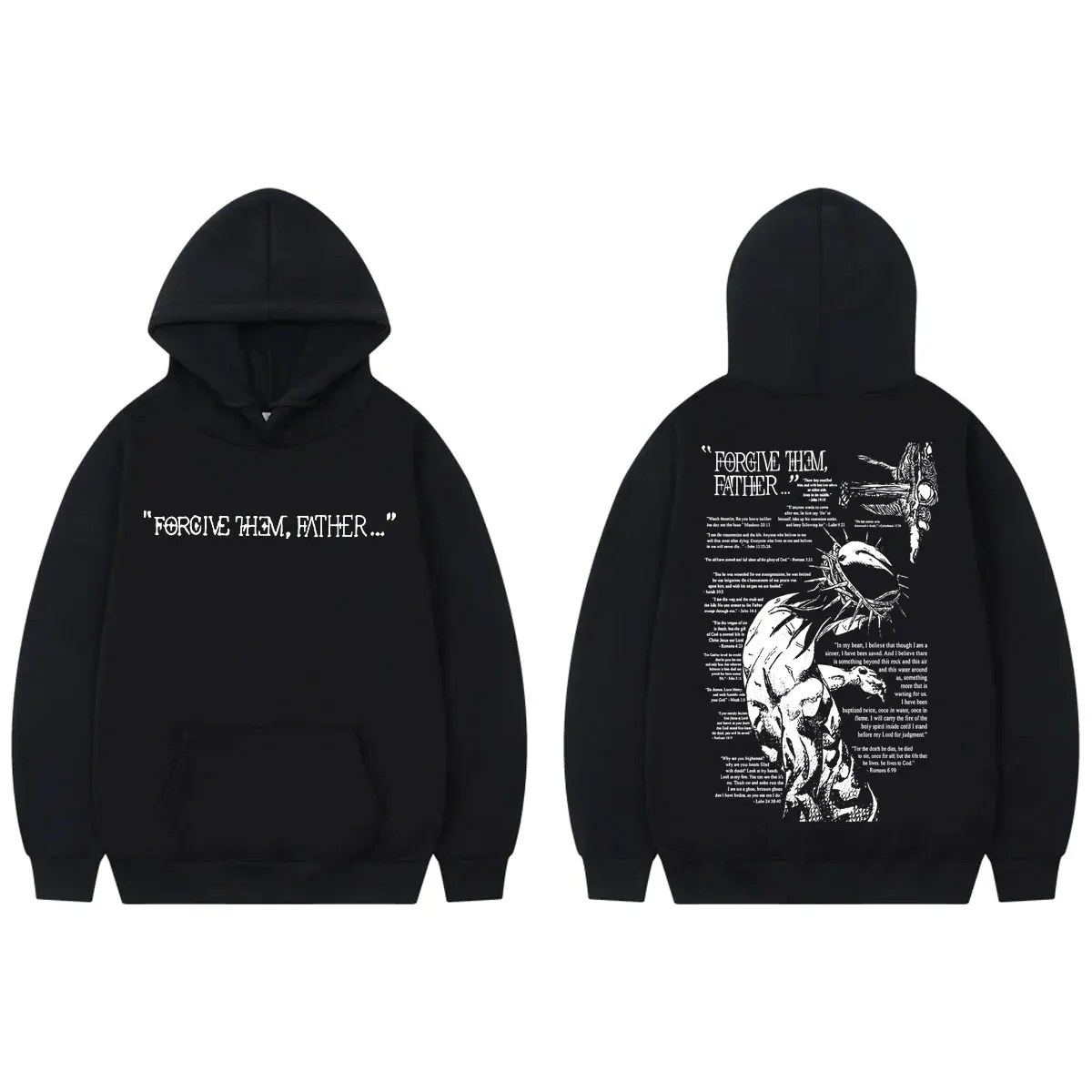 

Christian Religious Jesus Forgive Them Father Hoodie Fashion Vintage Hooded Sweatshirts Men's Women's Casual Oversized Pullovers