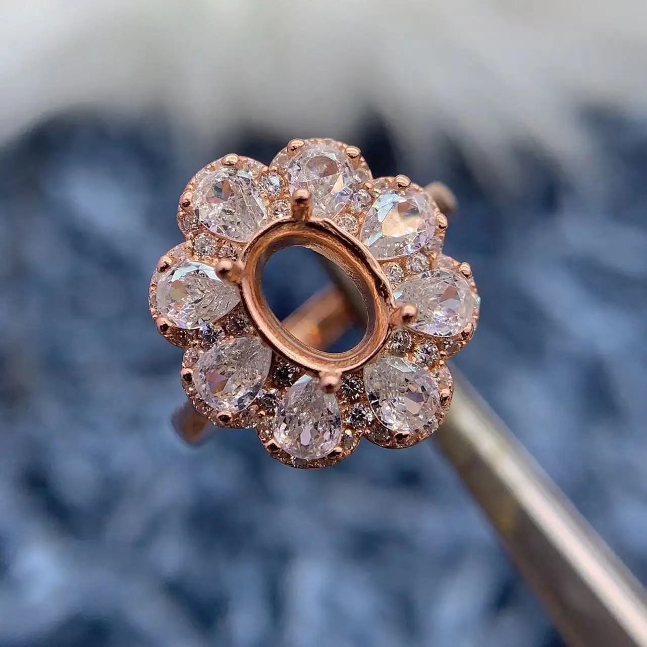 

MeiBaPJ Inlay Elliptical 6*8/10*12mm rectangular 7*9mm S925 Sterling Silver DIY Empty Ring Holder Women Fine Charm Jewelry