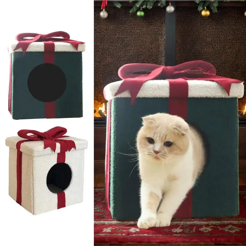 Cat Houses Soft Bed House For Pet Box Shape Cute Closed Pet Cave Bed For Indoors Large Warm Cat Cave For Pet Cat And Dog House