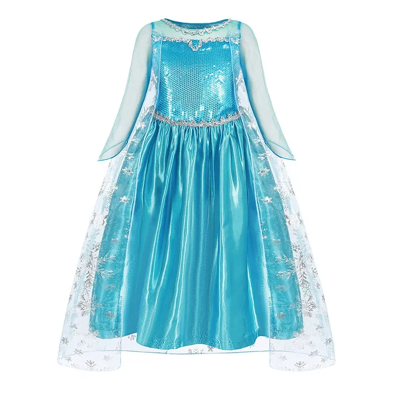 Disney Kids Cosplay Elsa Anna Princess Dress Girls Mesh Ball Gown Halloween Carnival Birthday Clothes  Snow Queen Frozen Costume