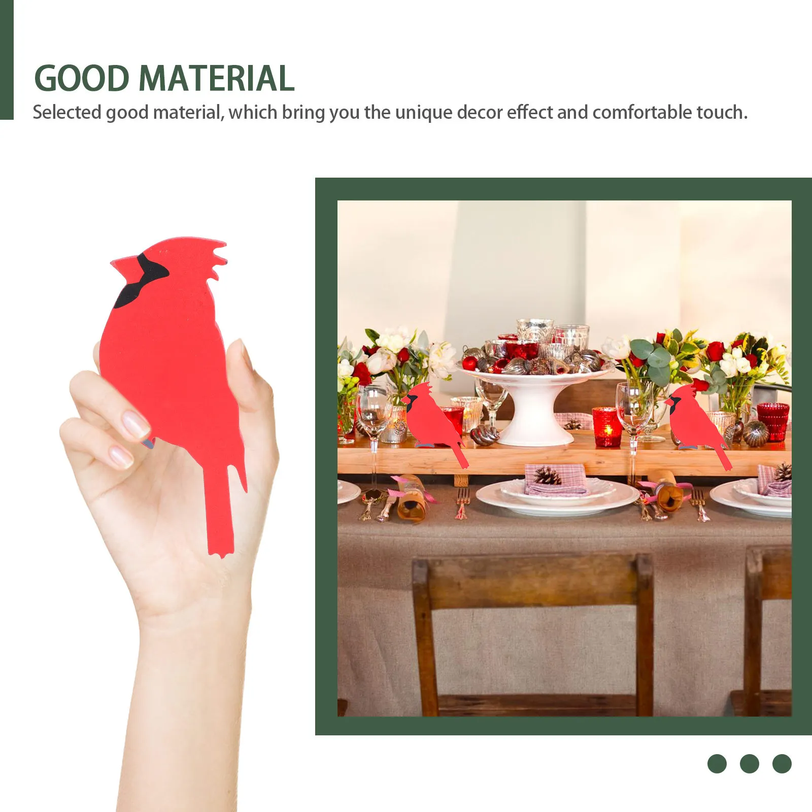 

4Pcs Wooden Christmas Bird Ornaments Red Bird Scene Decor Creative Xmas Festival Decoration Christmas Decor Festival Ornament