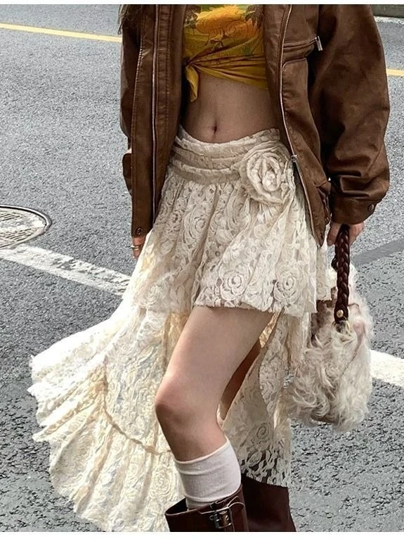 2026 New Spring New Irregular Skirt Skirt Femininity White