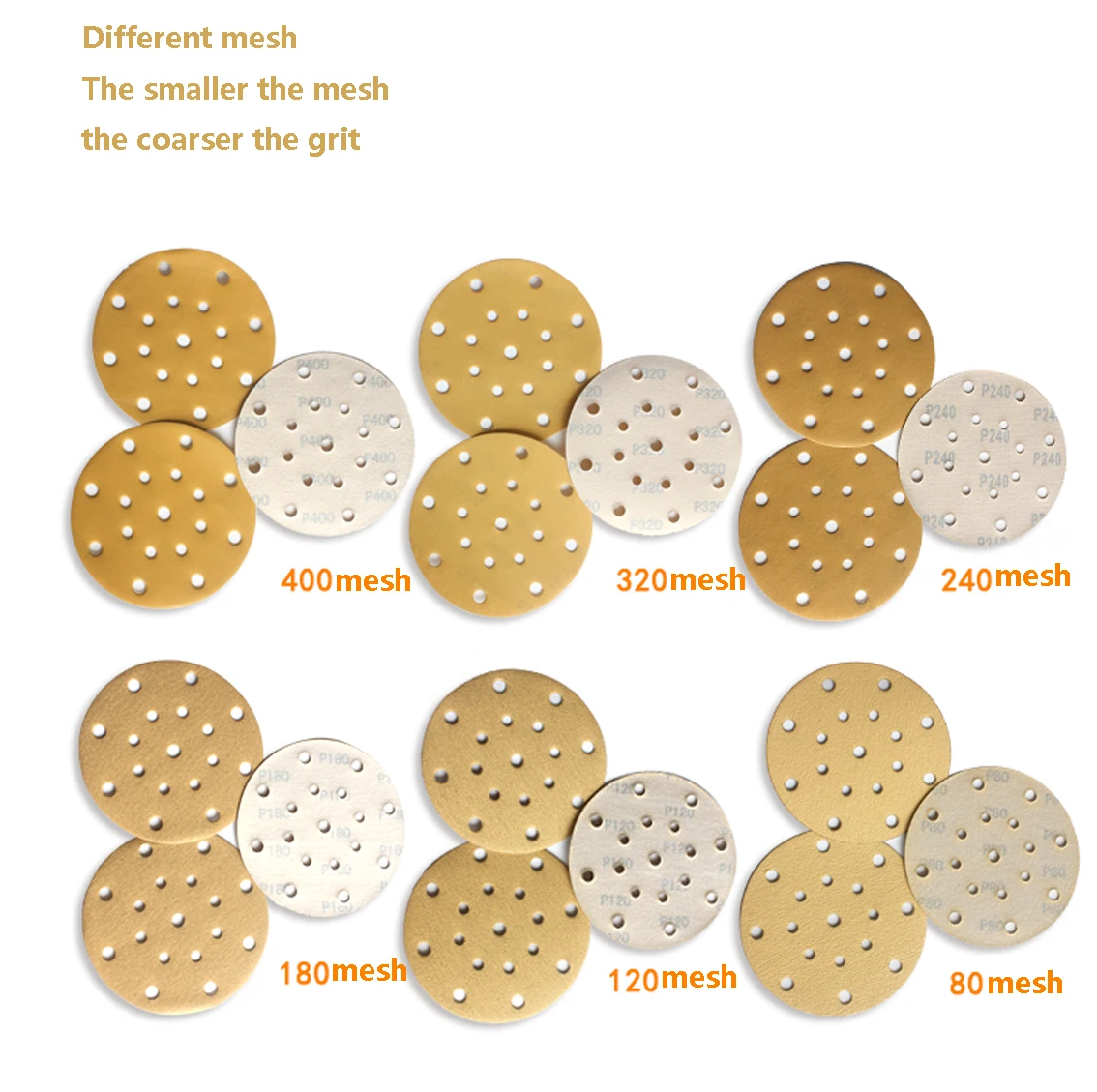 

1-5Pcs 6 Inches17 Hole Velvet Yellow Sandpaper Disc Dry Danding Leather Self-adhesive Car Beauty Primer Putty Polishing