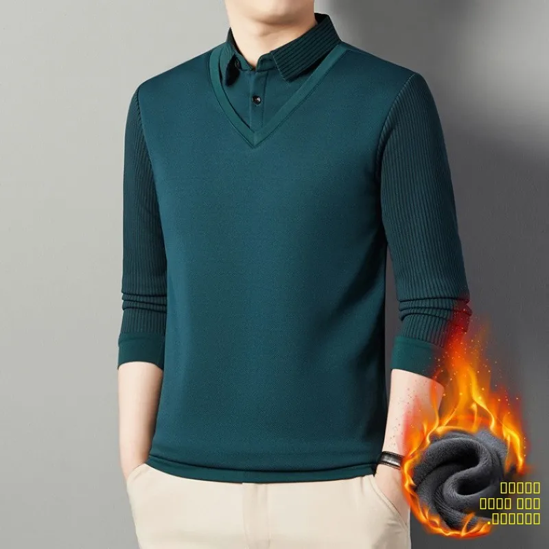 

Мужская теплая толстовка Long Sve Fce на подкладке с воротником Thiened irt, зимняя свободная толстовка большого размера, униформа irt Busin, повседневная вязаная одежда