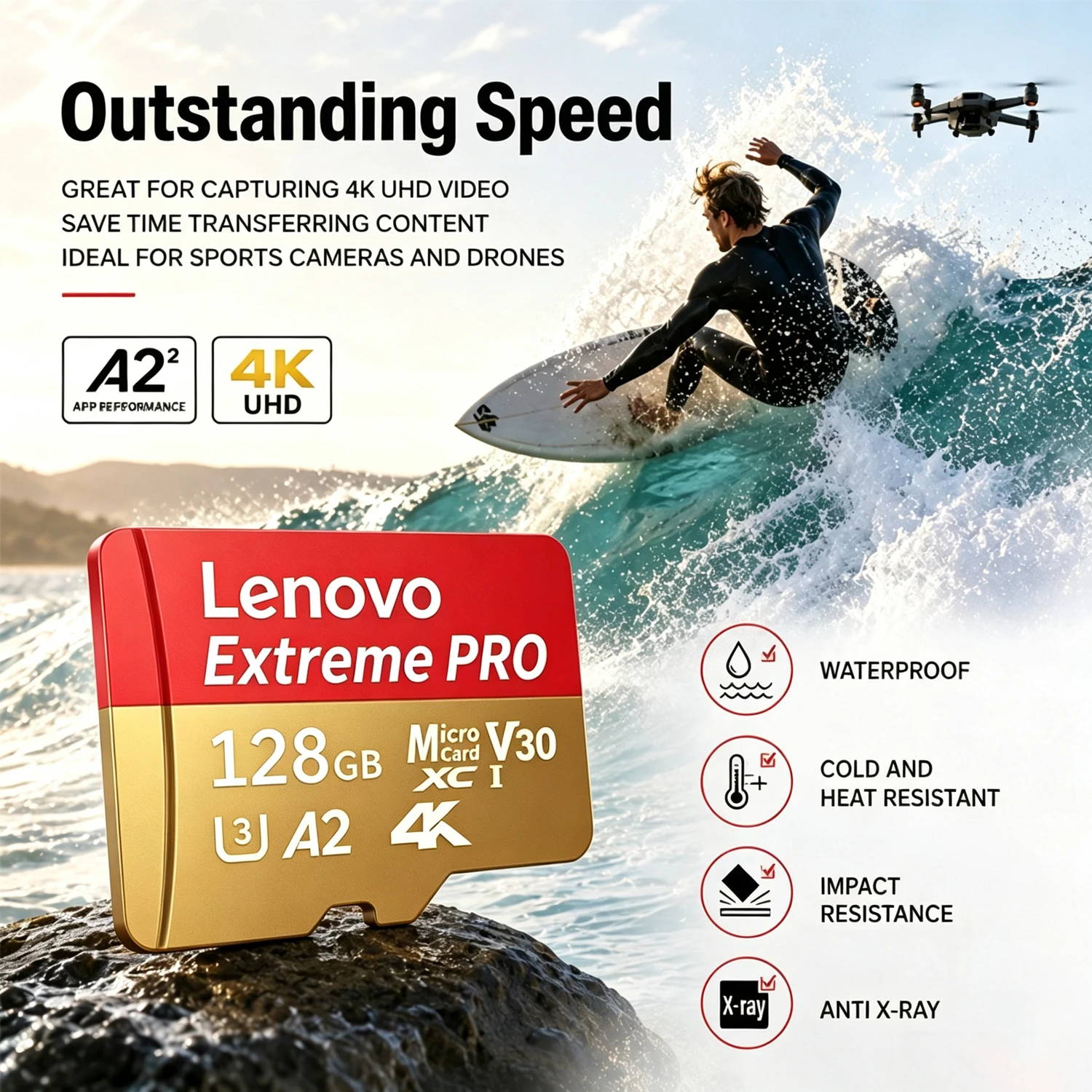 Karta pamięci Micro SD Lenovo, 512 GB, klasa 10, wysoka prędkość, karta TF Flash, U3, V30, karta Mini SD do aparatów fotograficznych, telefonów i innych urządzeń. — zdjęcie produktu 5