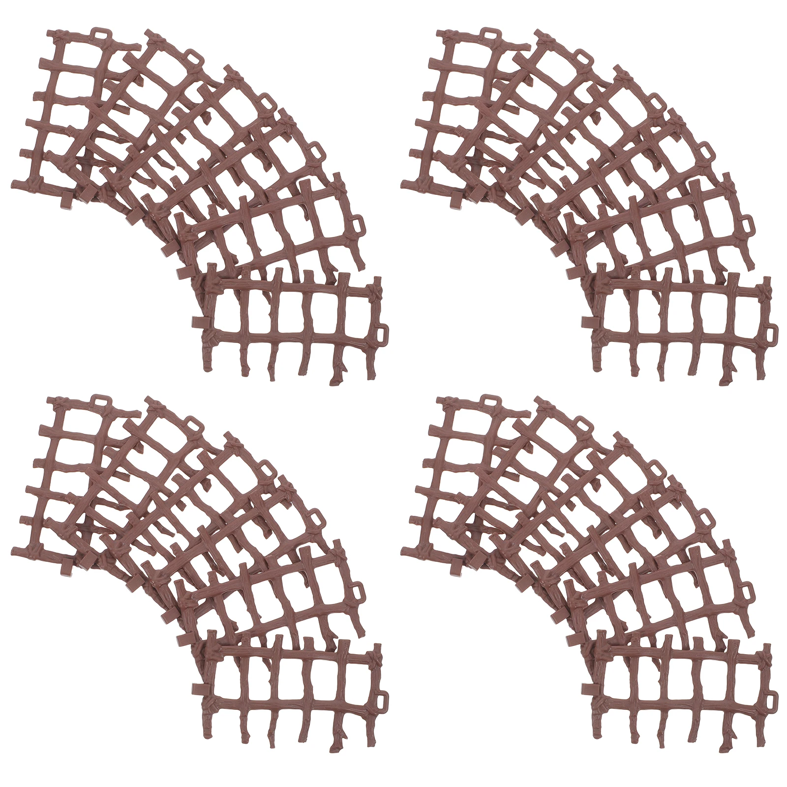 

50pcs Landscape Fence 8CM Realistic Wood Color Plastic Farm Barn Fencing Garden Animal Barrier Model Village Accessories