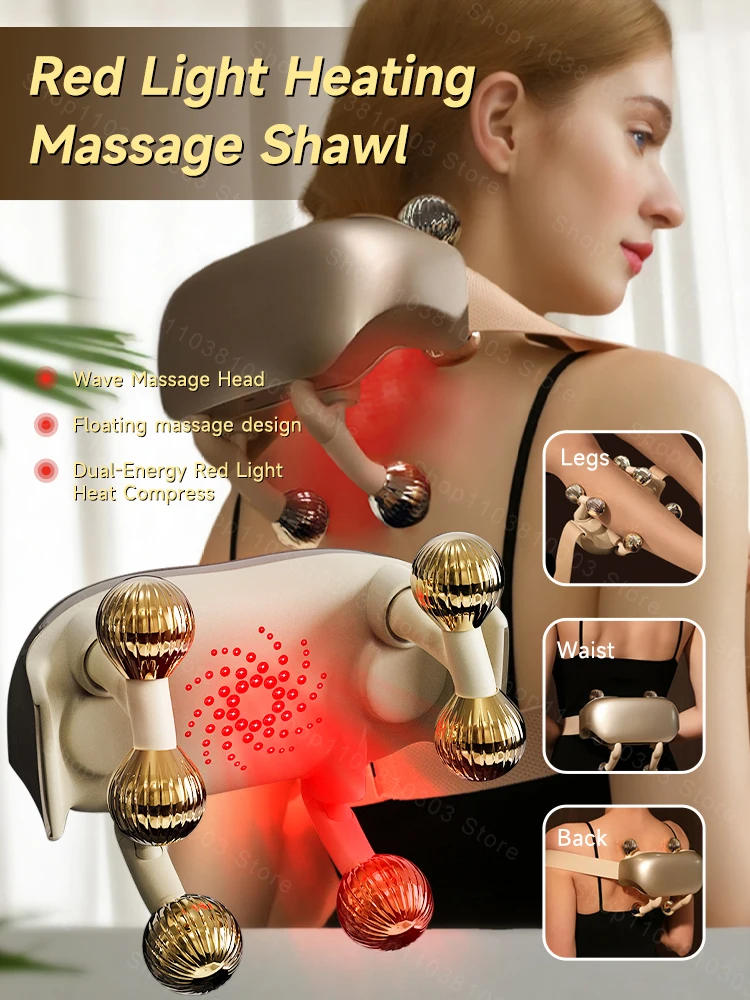 

Горячий компресс-массажер для шеи, беспроводной разминающий массажный шаль, массажер для плеч и спины, глубокий трапециевидный шейный релаксация, облегчение боли