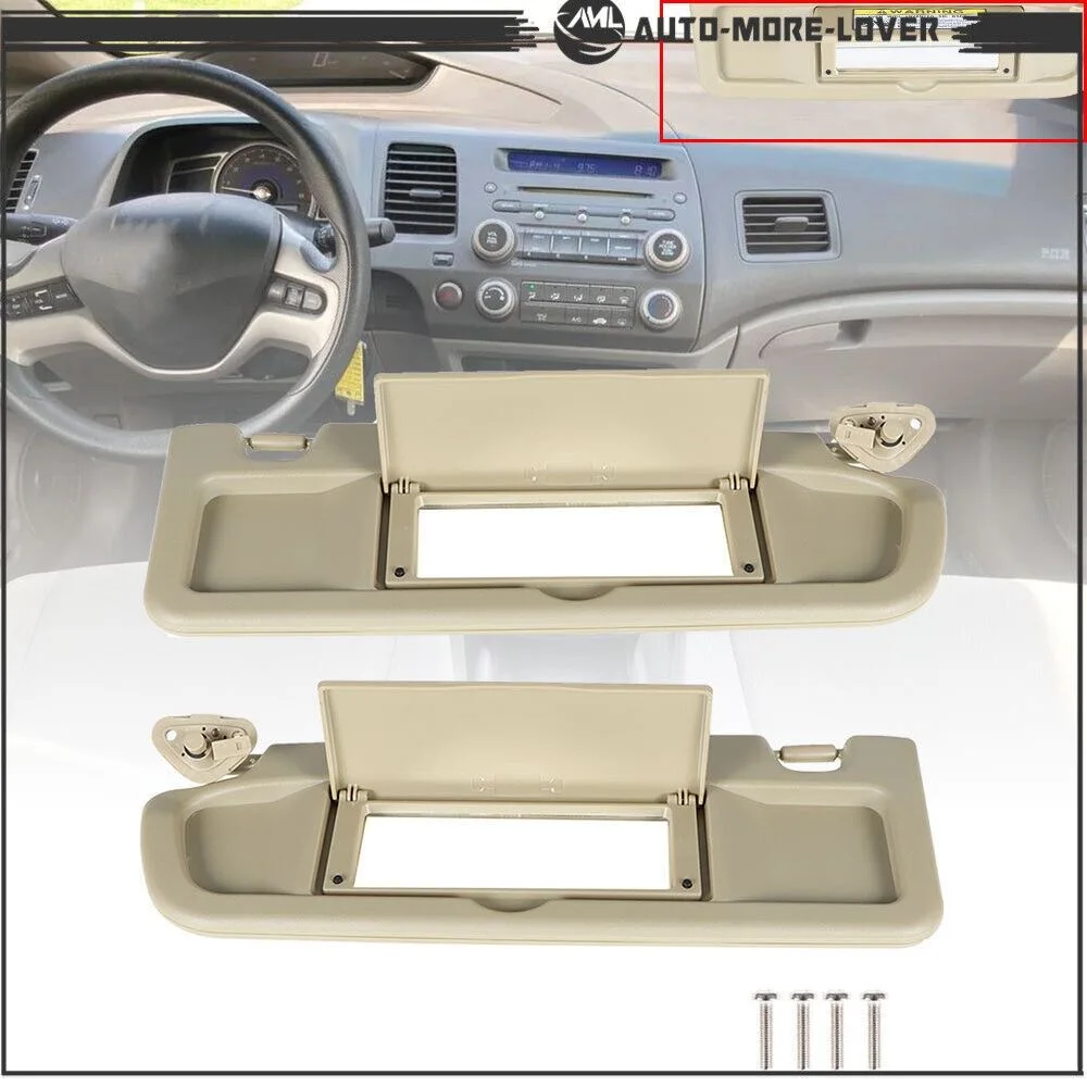 Left Driver and Right Passenger Side Sun Visors for Honda Civic 2006 2007 2008 2009 2010 2011 83230-SNA-A01ZF Sun visor Sunshade