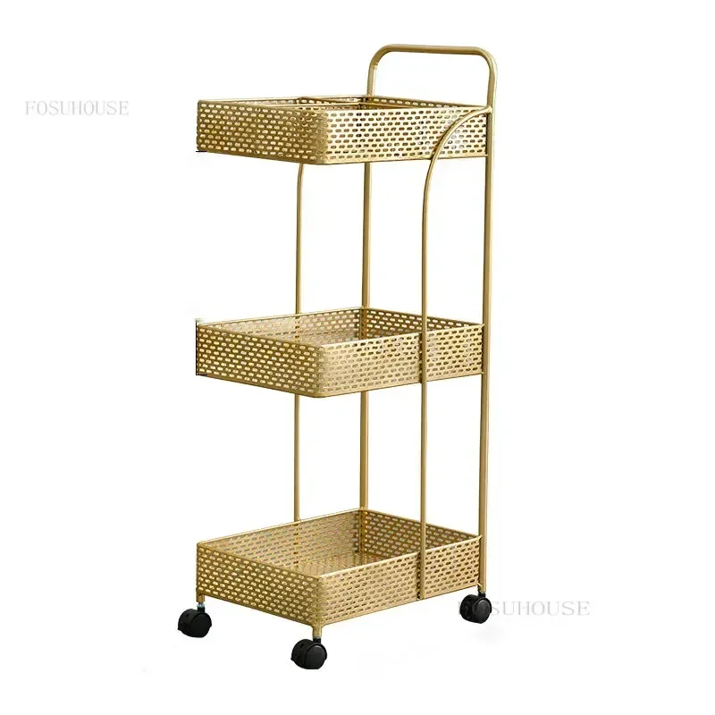 Nail Salon Special Trolley with Wheels Beauty Salon Multi-layer Tool Trolley Multi-function Rack Gold Legs Storage Cart A W