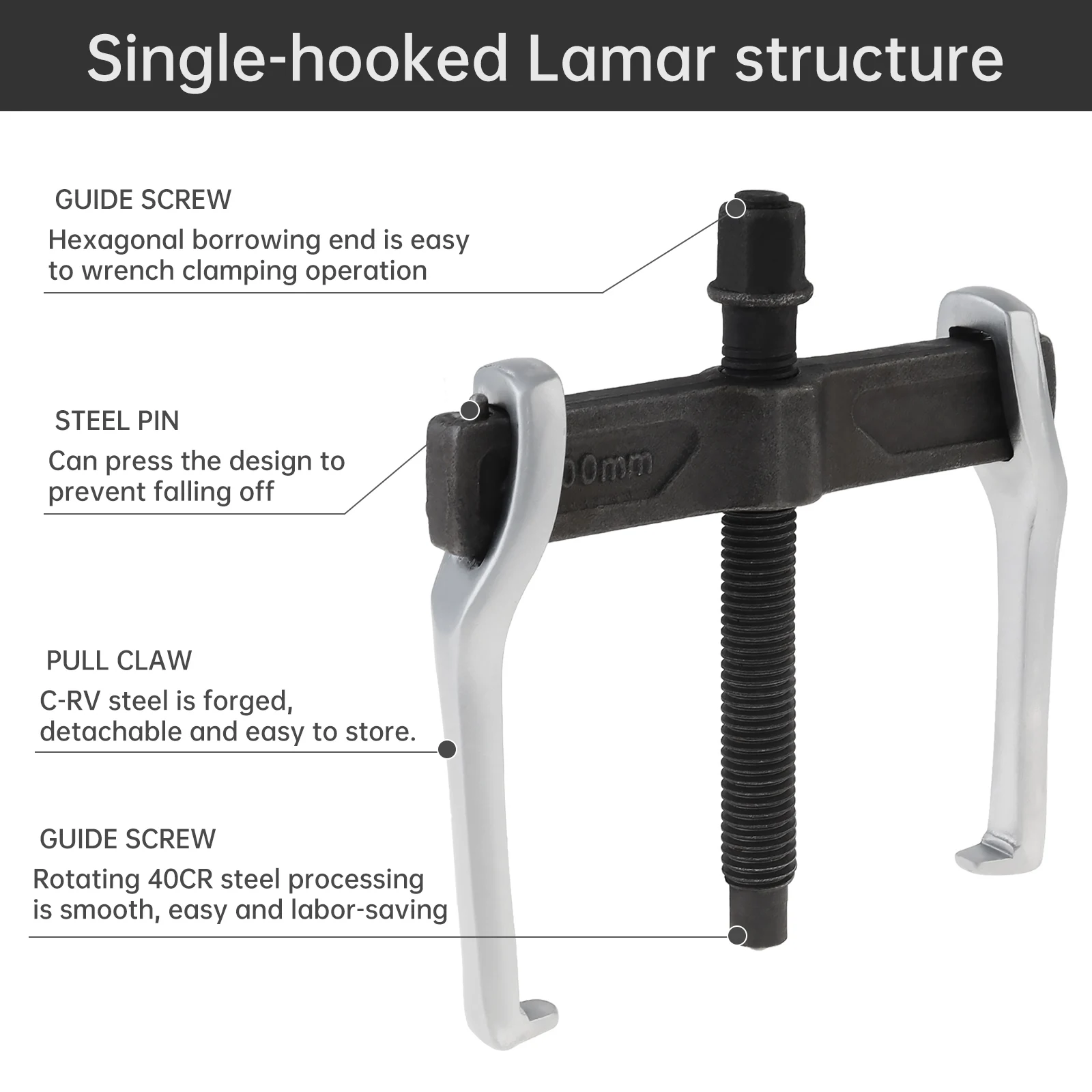 4 inch 2-Jaw Gear Puller Internal External Send a Cross-Head Screwdriver for Removal of Pulleys Flywheels Bearings / Gears