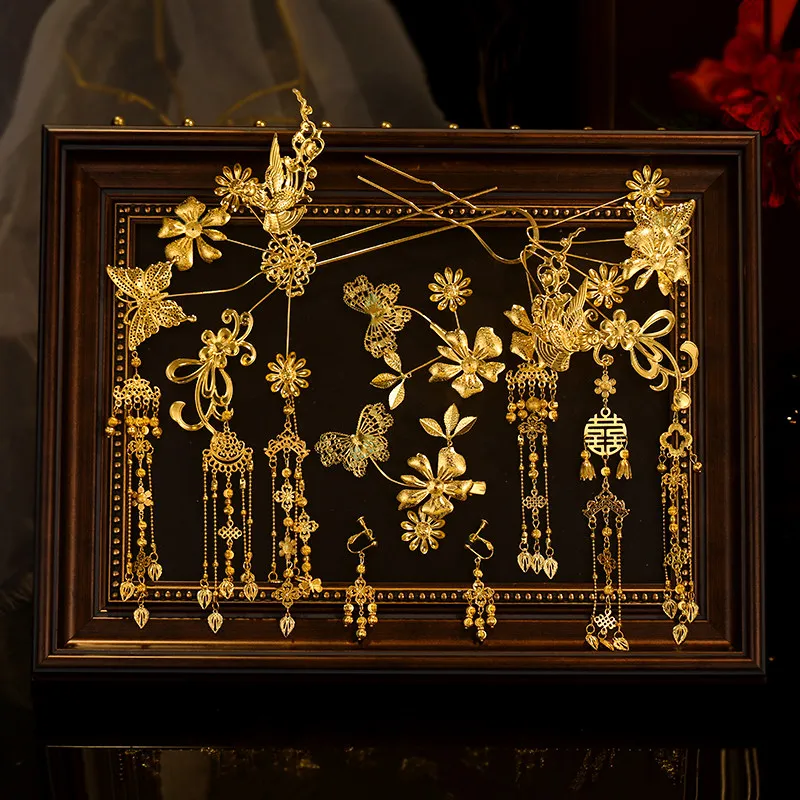 High-End Chinese Retro Wedding Hair Accessories Ear Elegant Bride Headwear Traditional Asian Bridesmaid Hairpiece