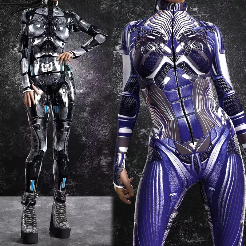 Ciber ​ ​ Traje de Armadura Mecánica Futurista para Cosplay de Guerrero, Disfraz Steampunk para Fiesta, Actuación en Escenario, Atuendos para Mujer