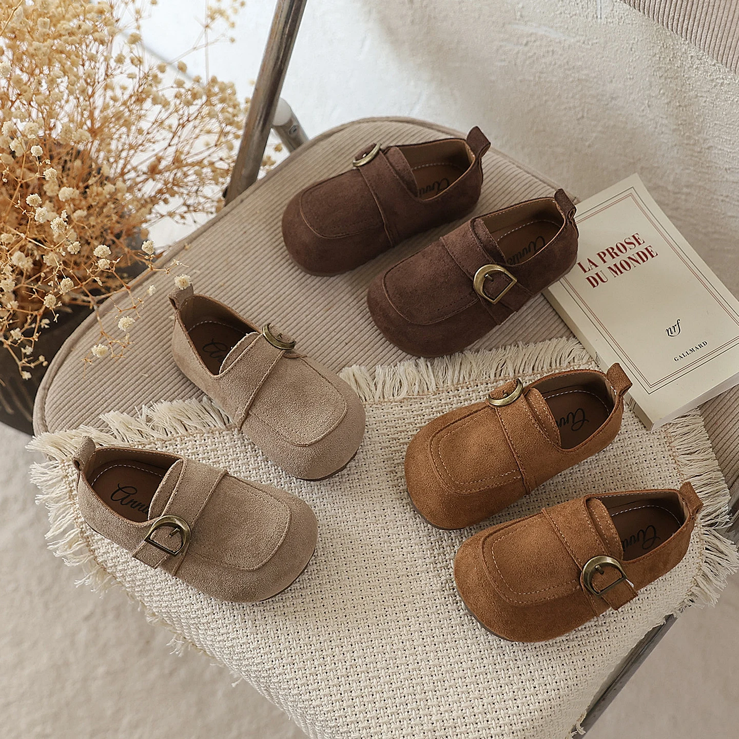 Autumn Boys Girl's Loafers Hook-loop Round Toe Daily Kid's Flat Shoe Solid Colors Anti-slip Fashion Comfy Children shoe 2-12Y