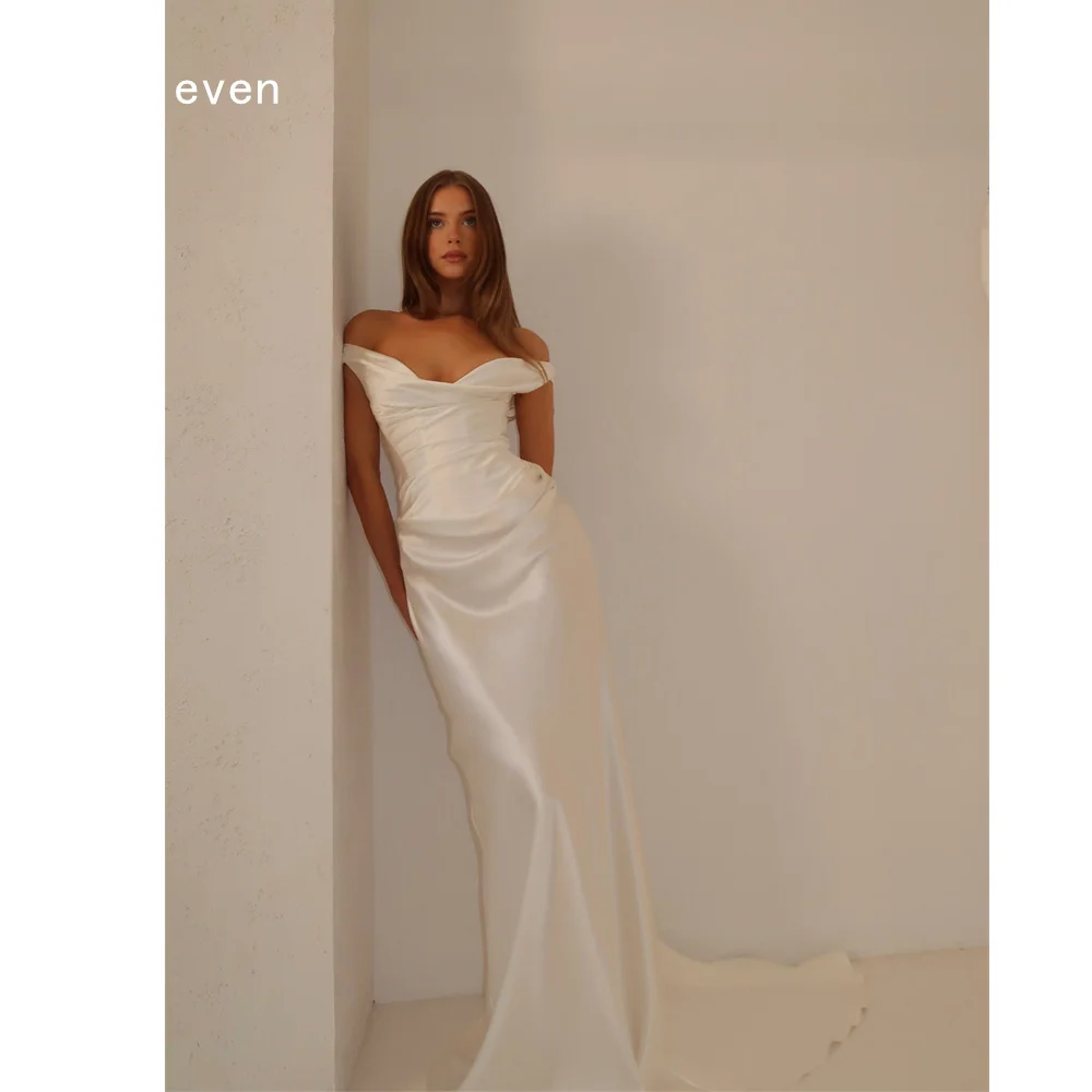

Smileven Elegant Fluent Mermaid Prom Dress Off The Shoulder Party Gowns Formal V Neck Occassion Dress Customized