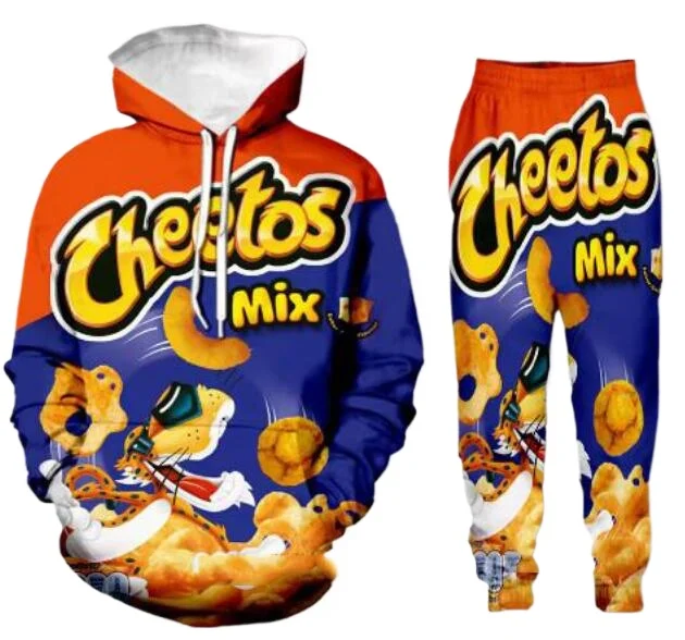 

New Men/Womens Cheetos Puffs Funny 3D Print Fashion Tracksuits Crewneck Hoodie Joggers Pants + Hoodies