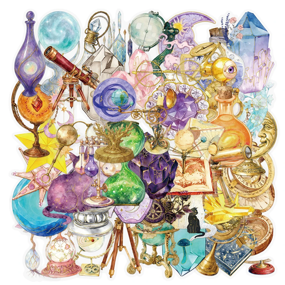 

10/30/50pcs Cartoon Magic Crystal PET Stickers Cool Astronomy Planet Creative Sticker DIY Luggage Guitar Phone Decoration Decals