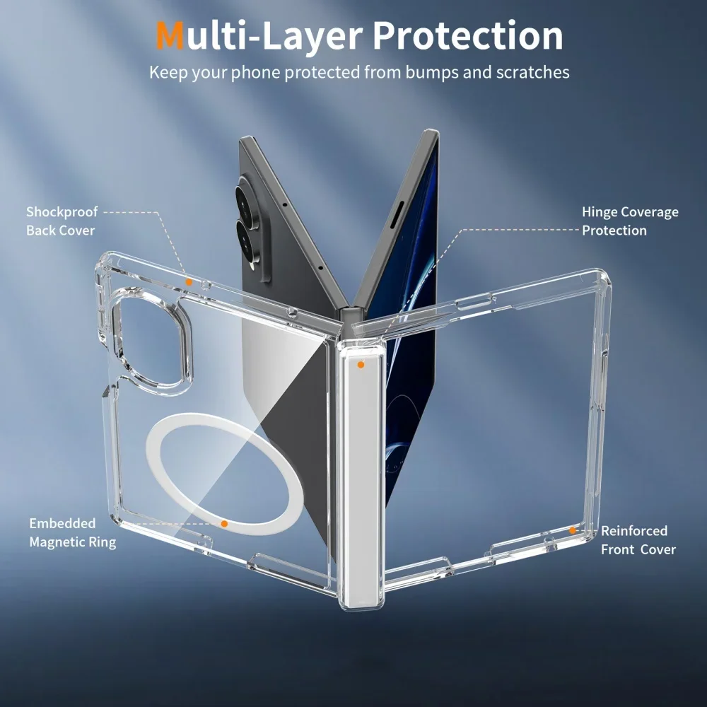 Für Samsung Galaxy Z Fold 8 Ultra Fold 8 7 6 Transparente Magnetische Hülle für Magsafe mit Kameraschutz Stoßfeste Hartschale
