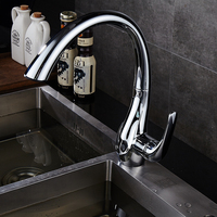 TOLM Modern Polished Chrome Brass Kitchen Sink Faucet Single Handle Swivel Pulls Out Spout Container Sink Mixer Faucet