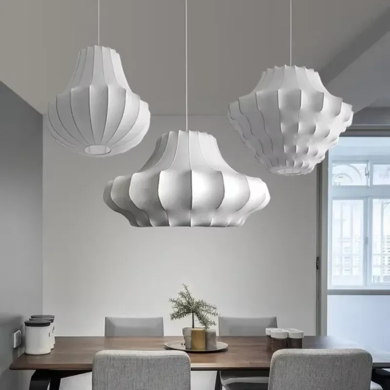Nordische Seiden-LED-Pendelleuchten für Wohnzimmer, Esszimmer, Küche, Arbeitszimmer, Schlafzimmer, Kronleuchter, Heimdekoration, Hängelampe