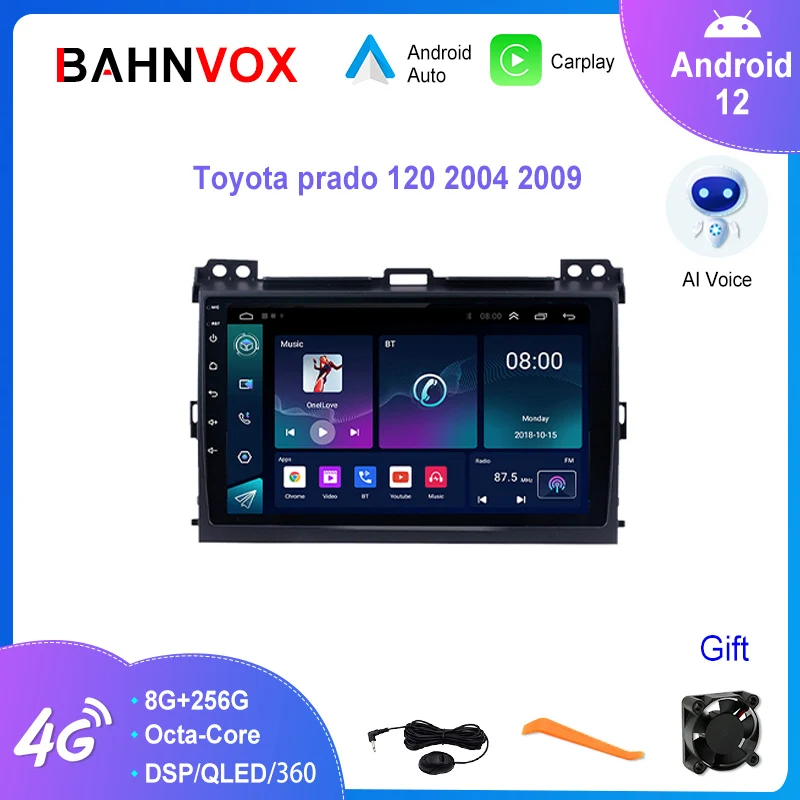 

9" Android 12.0 Car Radio for Toyota prado 120 2004 2009 Stereo Multimidia Video Player GPS Navigation 4G Carplay Head Unit 2Din