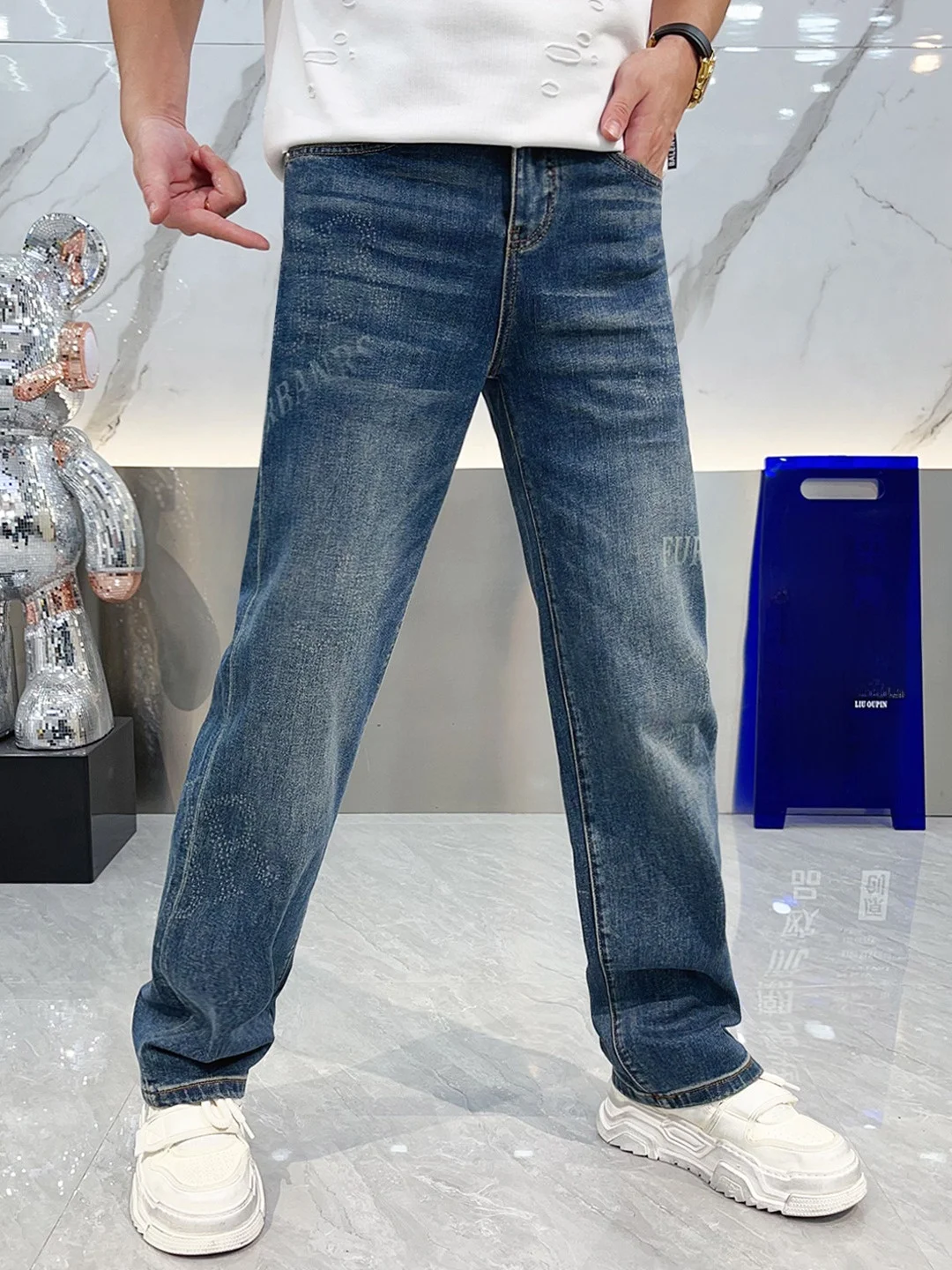 

Retro Waed Straight Leg Men's Jeans Spring Autumn New Arrival Casual Comfortable Breathable Anti-Stain And Anti-Pilling