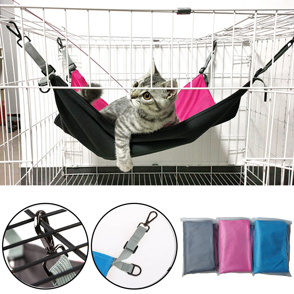 Solid Color Cozy Double Side Small Pets Bed Hammock Rabbit Puppy Cat Hammock Breathable Cats Bed House for 4 Season Hanging Beds