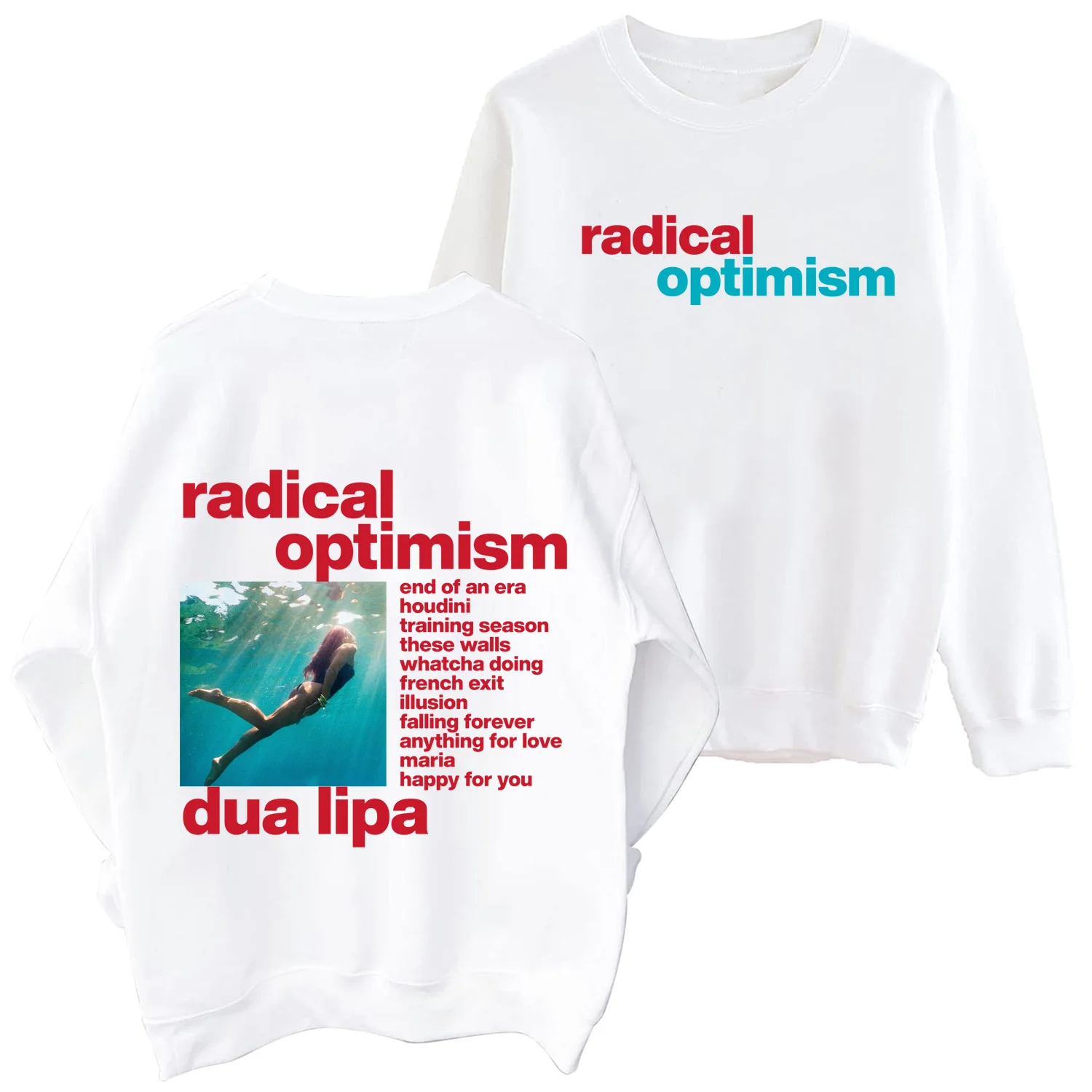 Dua  Radical Optimism 2024 Sweatshirt Lipa Harajuku Hip Hop Round Neck Long Sleeve Oversized Hoodie