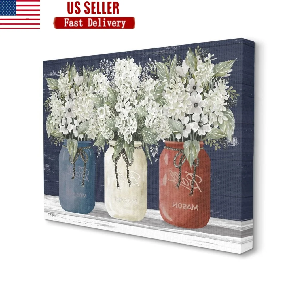 

Rustic Floral Canvas Wall Art Farmhouse Decor Country Pride Art Print Ready to Hang Cindy Jacobs Design Living Room Bedroom