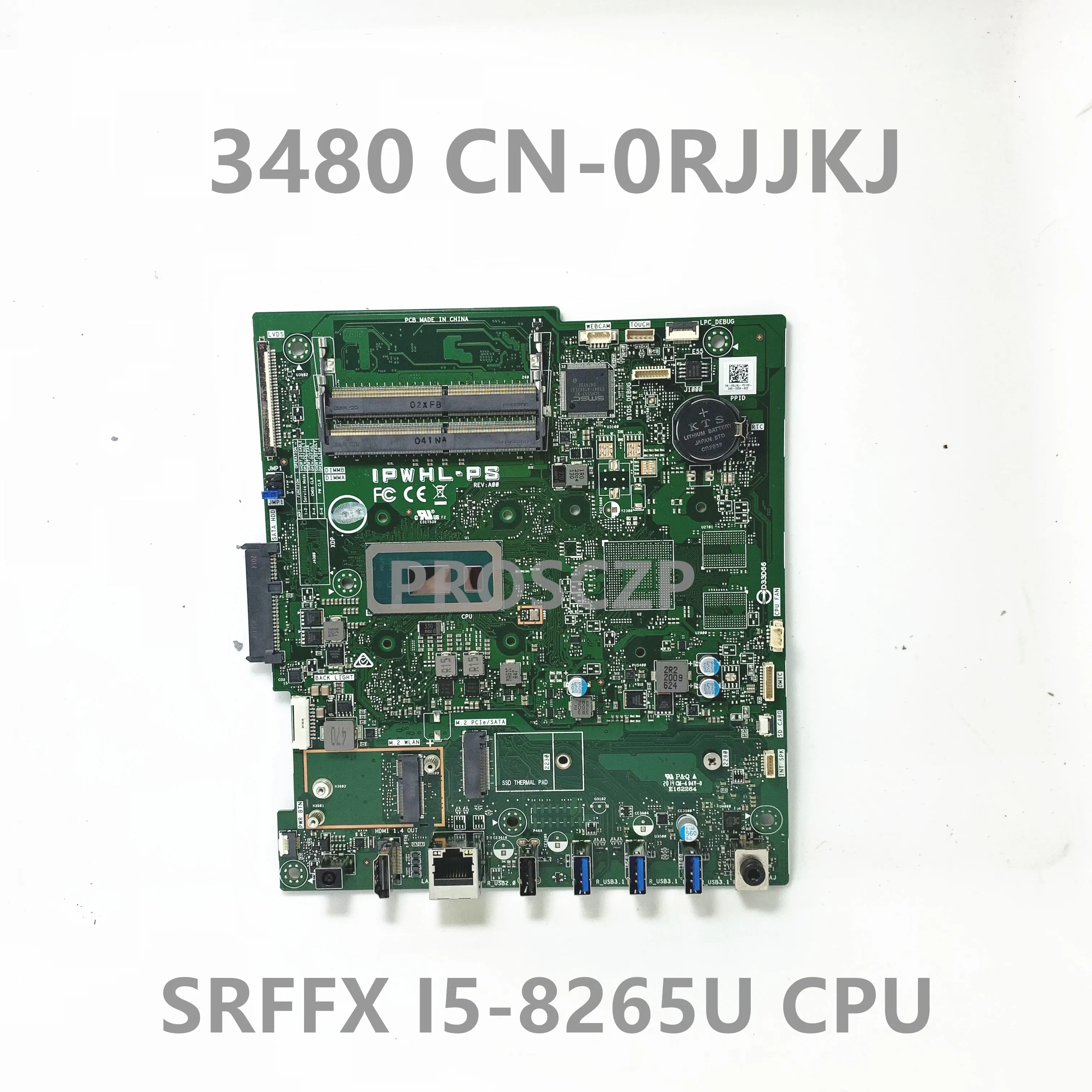 

CN-0RJJKJ 0RJJKJ RJJKJ High Quality Mainboard For Dell 3480 Laptop Motherboard With SRFFX I5-8265U CPU 100% Fully Working Well