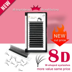 JB Jeyelabeau New 8D W Shaped  Eyelash Thick Curly False Eyelashes Two Tips 4D W cils lash Extensions Natural Soft Volume Lashes