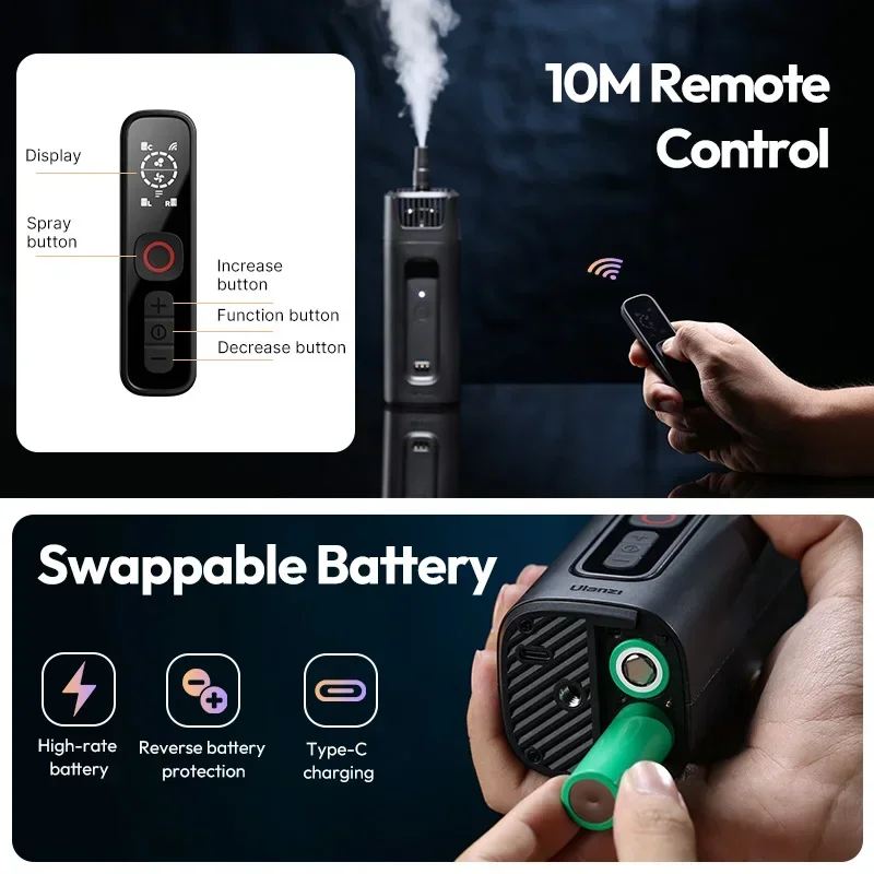 Ulanzi FM01 FILMOG ACE المحمولة 40 واط آلة الضباب يده 10 متر التحكم عن بعد آلة لصنع الدخان التصوير الفيديو تصوير المرحلة تأثير