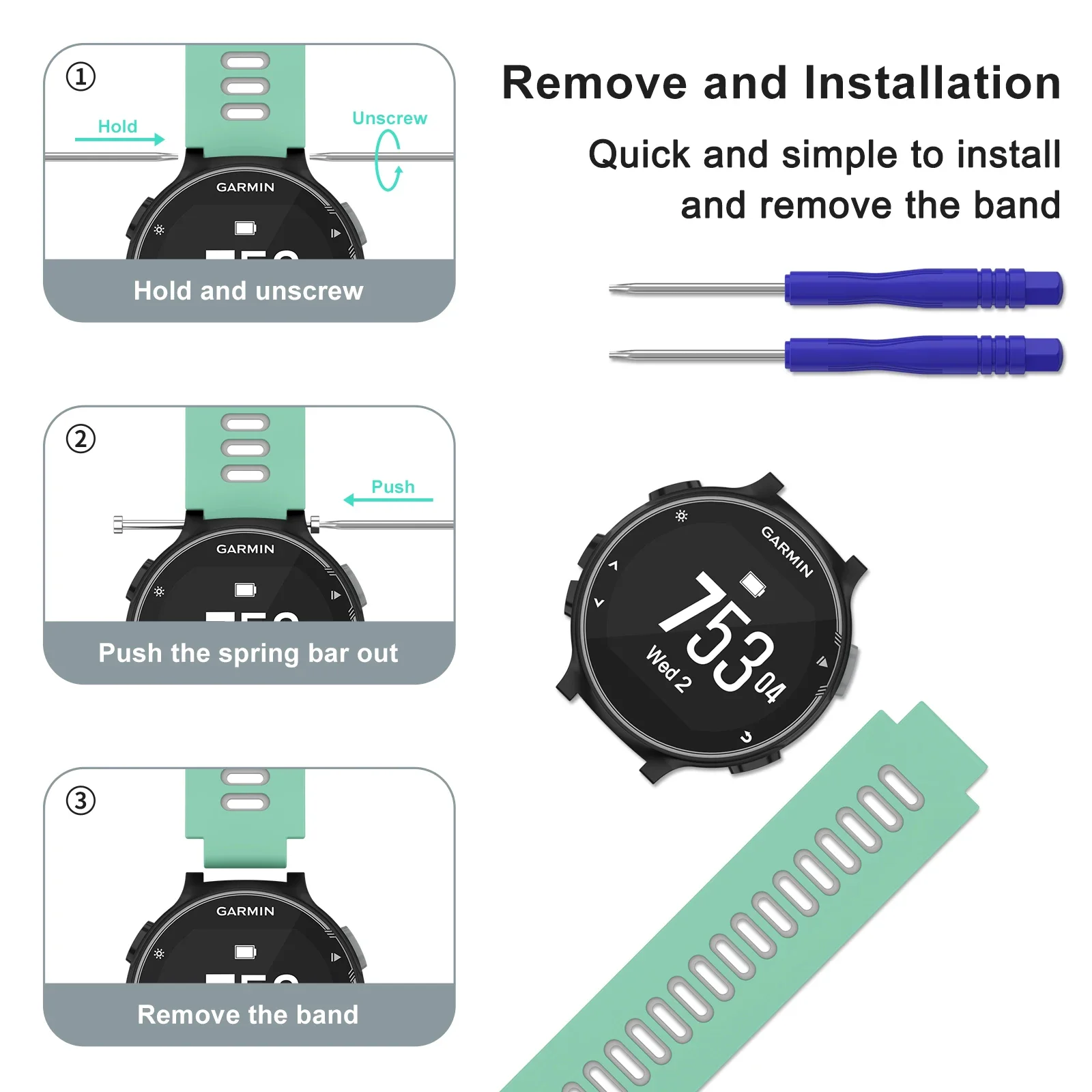 Pulseira de silicone de cor dupla para garmin forerunner 235 220 620 630 735 735xt banda esporte pulseira relógio substituição