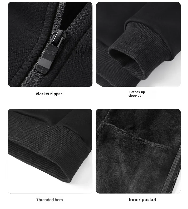 High Quality Business Men's Suit Lining Fleece-lined Thickened Stand Collar Coat Windproof Warm Down Pants 2024 New Sports Suit