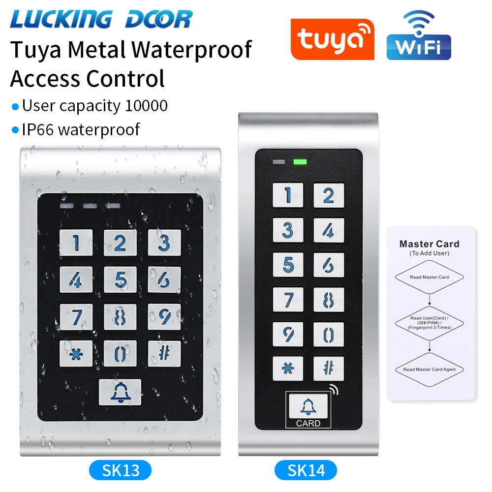 

Tuya Keyboard Metal Access Control Keypad Waterproof WIFI App Unlock Door Opener Electric Lock System Master Card Latching Mode