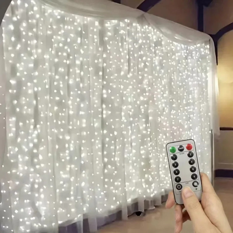 3x1M/3x2M/3x3M USB дистанционные светодиодные гирлянды 8 режимов для Рождества, дома, праздника, свадьбы, декора