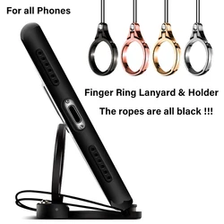 Universal Metal Lanyard for Key Mobile Phone Strap Keycord Finger Ring Holder Stand Smartphone Accessories for Xiaomi iPhone