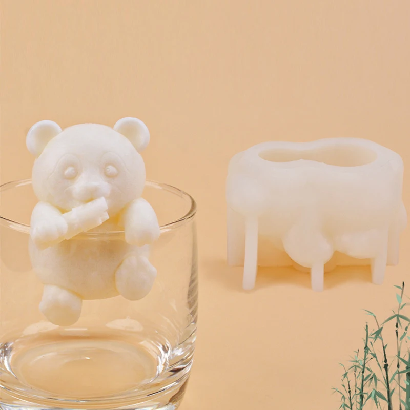 Panda hält Bambus entkommen Silikon Eiswürfelform DIY Cartoon süßes Haustier Eis Schokolade Dekoration Form