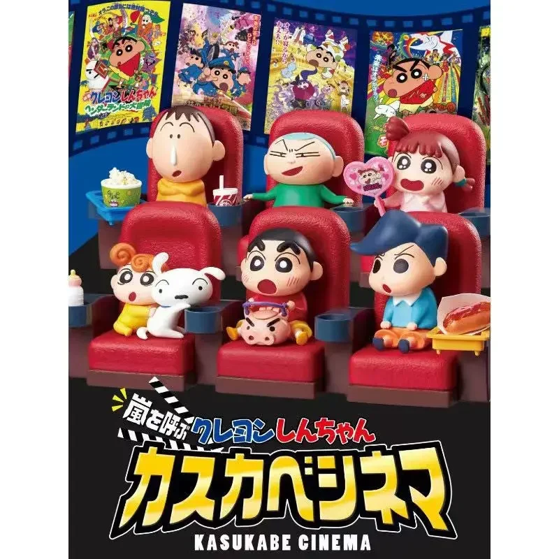 Bandai 1pcs Willekeurige Stijl 9CM Anime Crayon Shin-chan Kawaii Figuur Kasukabe Cinema Miniatuur Model Speelgoed Verzamelen ornamenten Gift