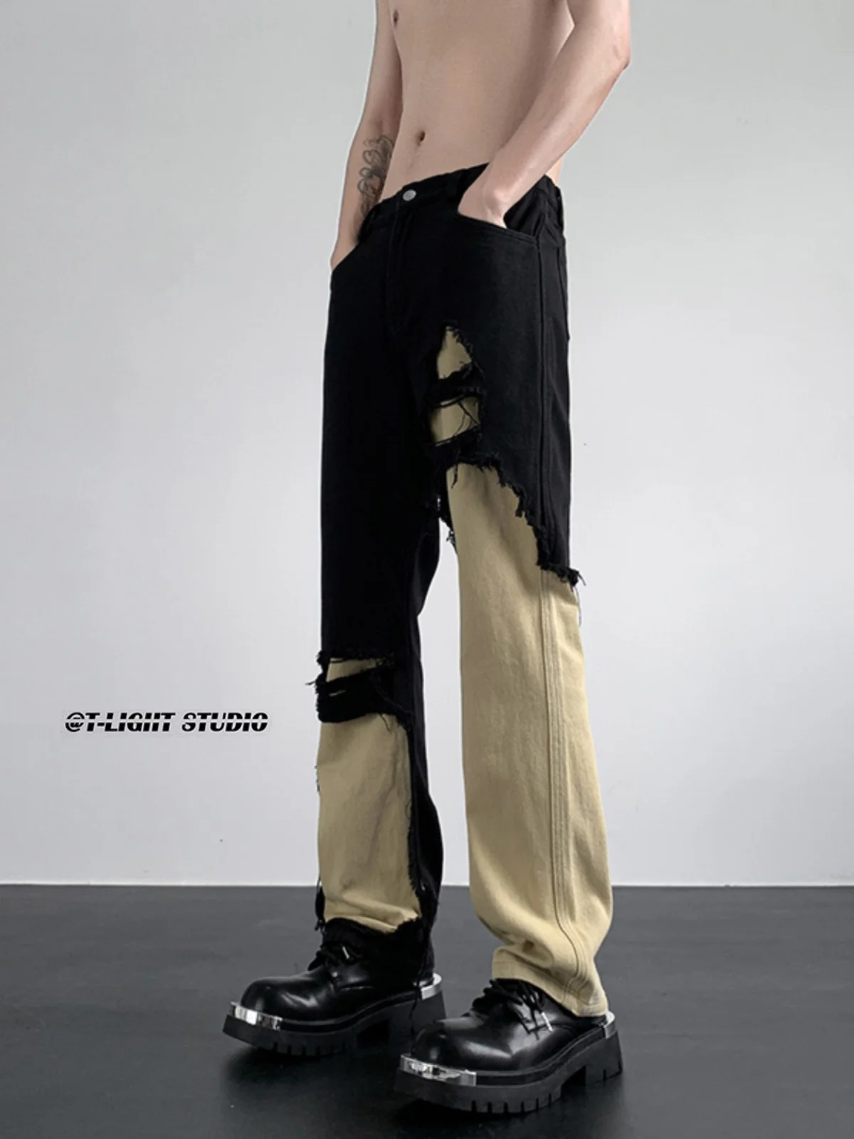 

Модные американские джинсы с широкими штанинами в стиле High Street, мужские, молодежные, прямого кроя, длинные брюки из смесового хлопка, износостойкие.