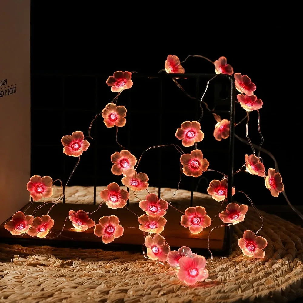 Small 1 Meters Cherry Blossom Light String DIY Decor 3D LED Copper Wire Lamp Fairy Light Floral Design Decor Lamp Bedroom