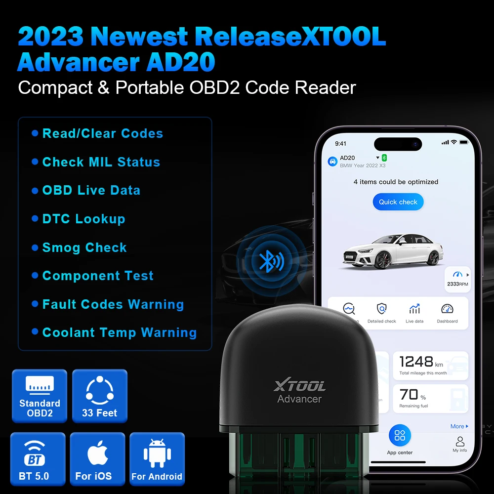 

XTOOL Advancer AD20 Car Engine Diagnostic Tools OBD2 Code Reader Scanner Android /IOS Better than ELM327/AD10 Update A+