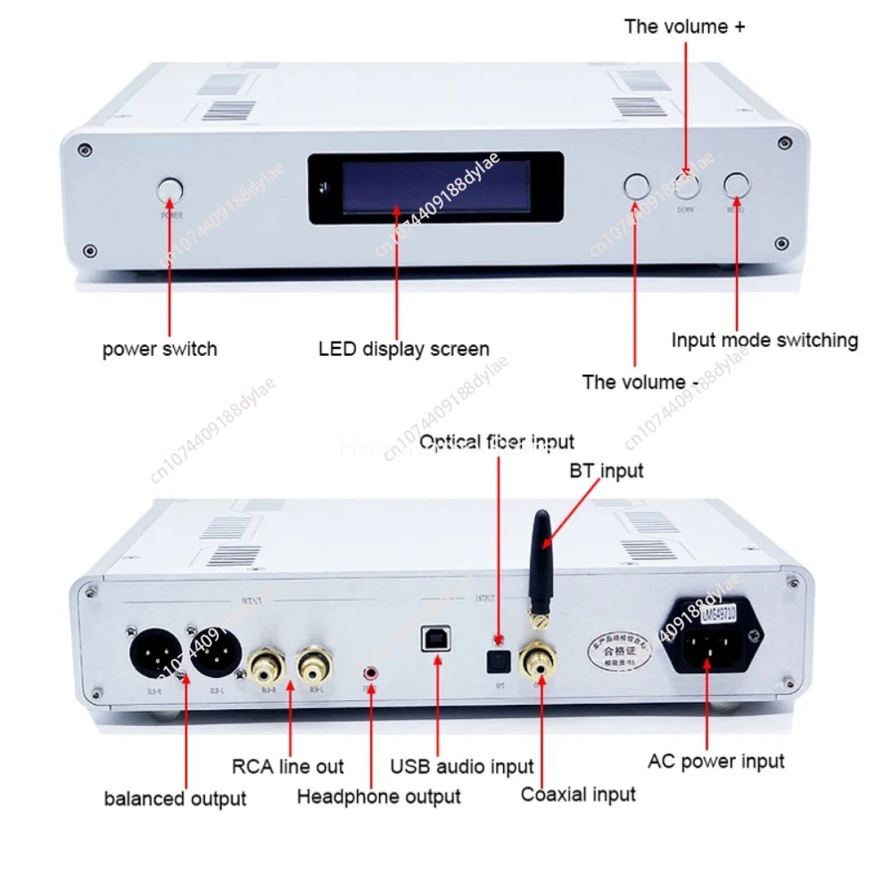 Bluetooth 5.0 Balanced HiFi Audio DSD DAC Decoder USB Remote Control DLHiFi DC300 Dual Core ES9038PRO ES9039PRO