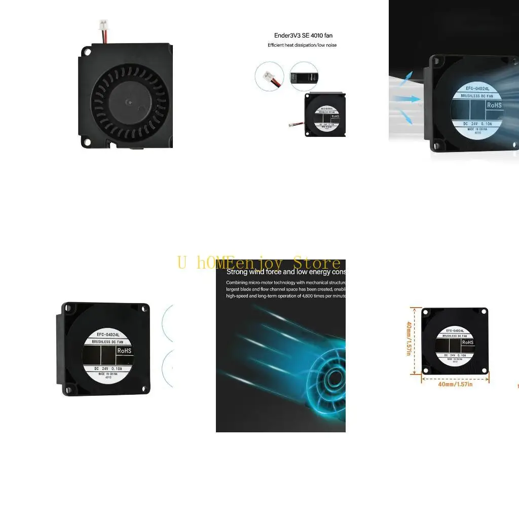 B0KF High Efficiency 4010 Blower Fan For Ender 3 Printer Enhances Cooling