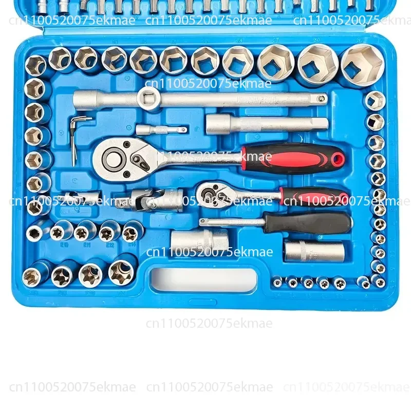 108-Piece Hand Tool Set with Sleeve, Drill, and Adapter for Automotive and Home Repairs
